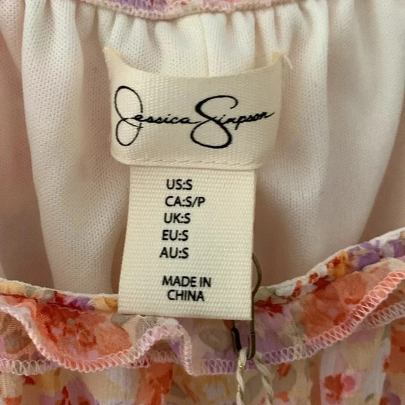 Jessica Simpson Floral Mini Dress Dolman Sleeve Cut Out Sides Size Small NWT - Picture 4 of 8